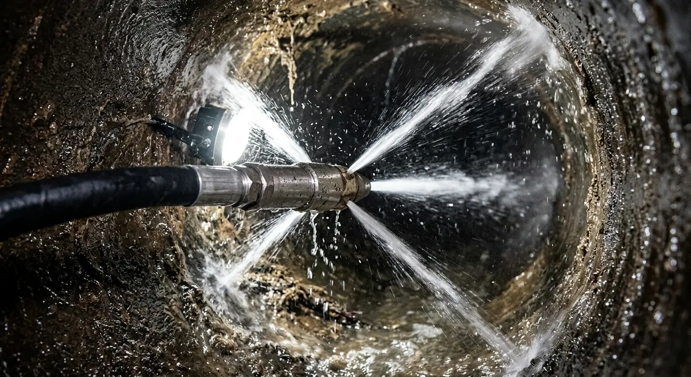 High-pressure hydro jetting nozzle cleaning sewer pipe for Sewer Line Relining in Findlay